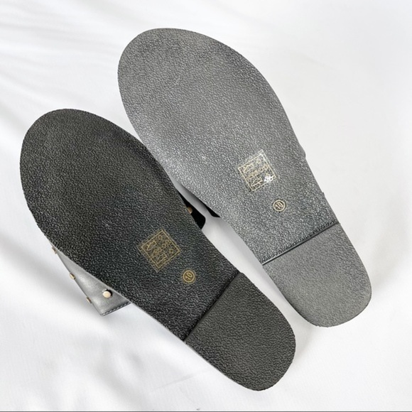 Beast Fashion Sandals Black Slides Gold Stud Detail size 10 - Picture 4 of 4